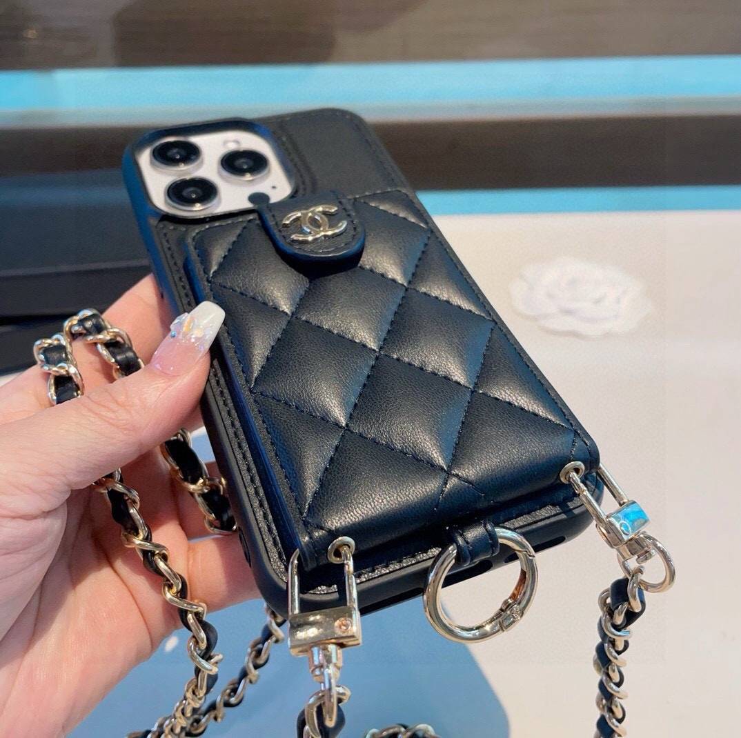 CHANEL シャネル カードケース 手帳型 ストラップ チェーン ブラック - 画像 6