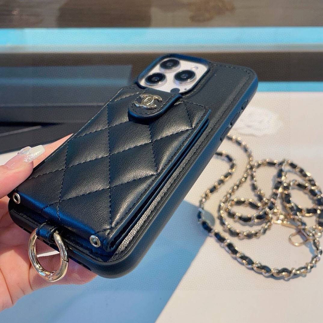 CHANEL シャネル カードケース 手帳型 ストラップ チェーン ブラック - 画像 8