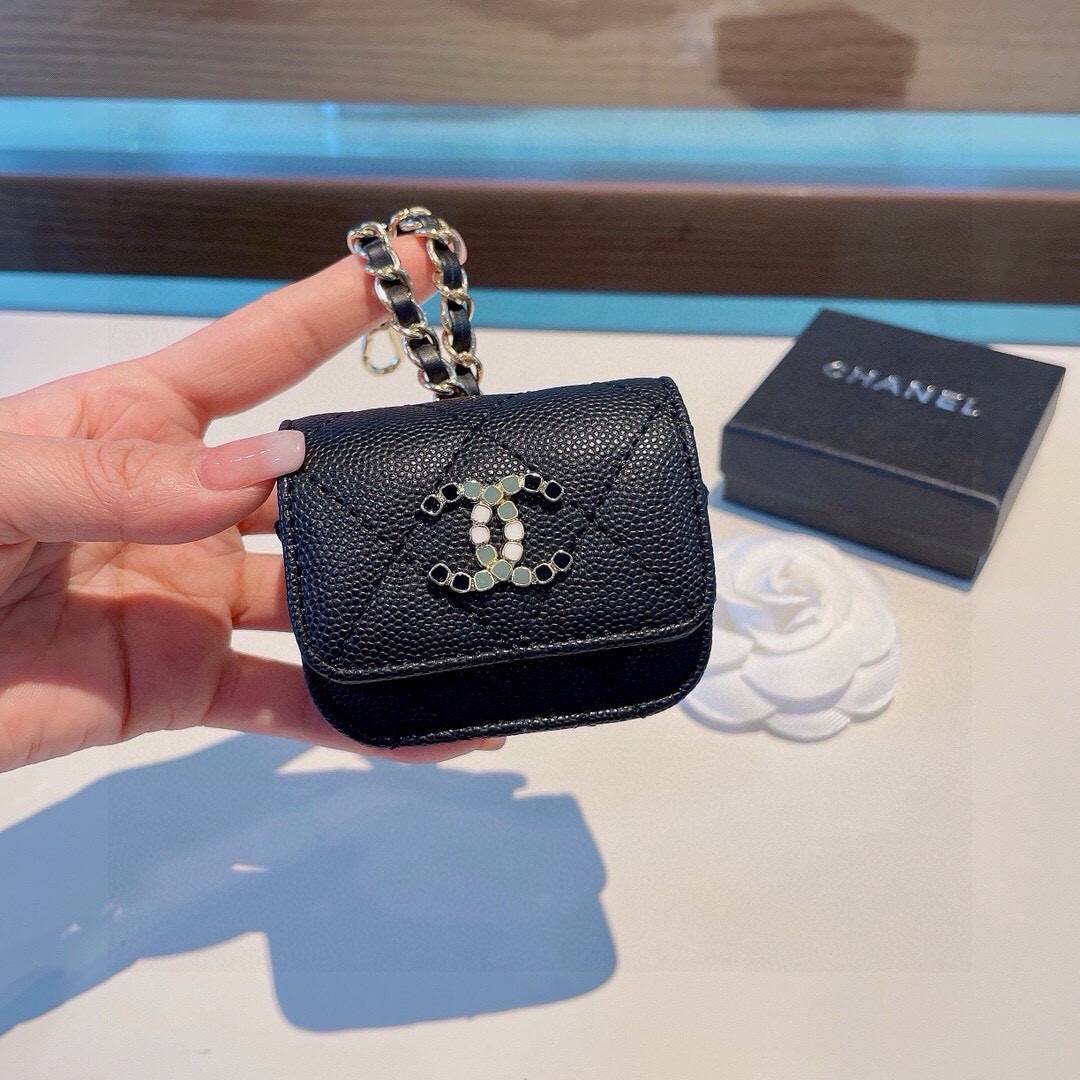 CHANEL シャネル ミニバッグ ファスナー付き シャネルロゴ ファスナーポーチ ブラック ピンク
