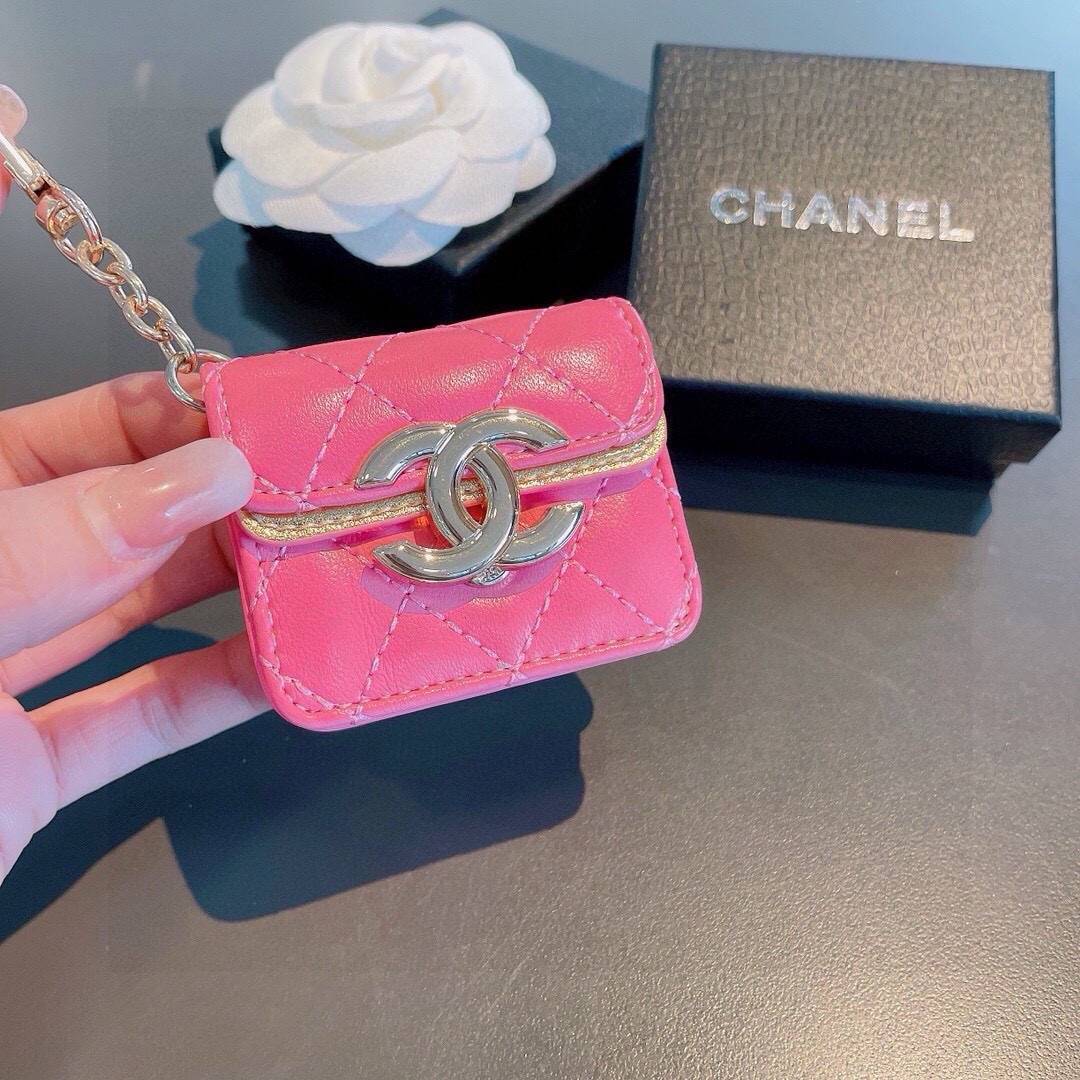 CHANEL シャネル ヘッドフォンケース ココマーク ダブルC ロゴ ミニポーチ ピンク ブラック - 画像 2