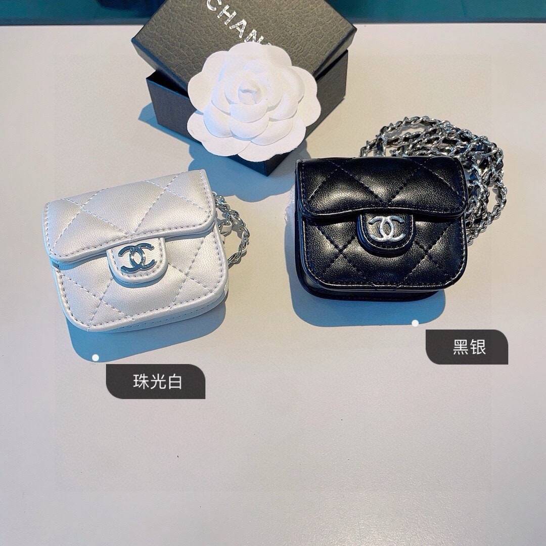 CHANEL シャネル ブルートゥースイヤホンケース レザー シャネル ミニバッグ モチーフ ココマーク チェーン付き ブラック - 画像 9