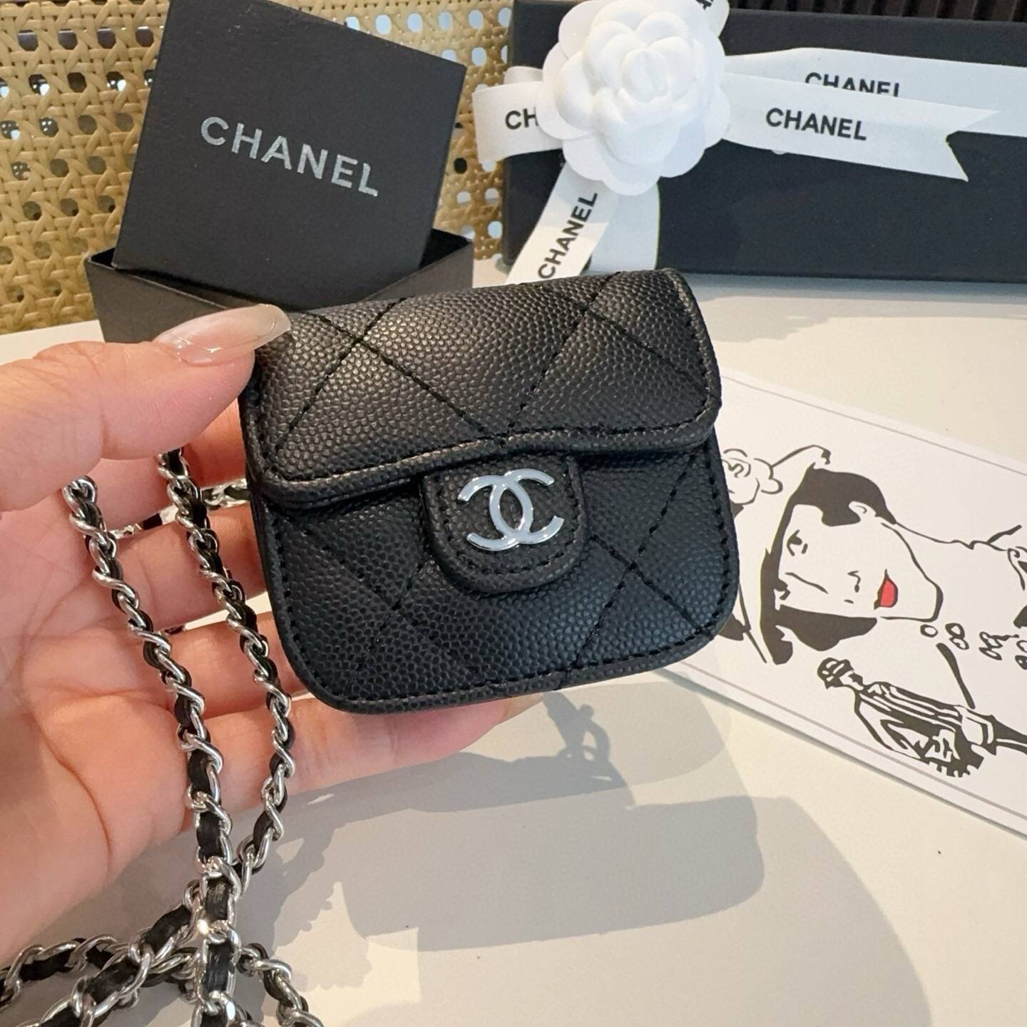 CHANEL シャネル ミニボックス ミニバッグ ロゴTシャツ ココマーク ブラック - 画像 5
