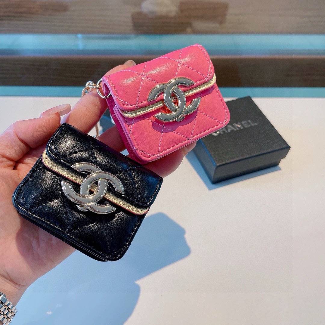 CHANEL シャネル ミニポーチ キーホルダー ファッション ピンク ブラック