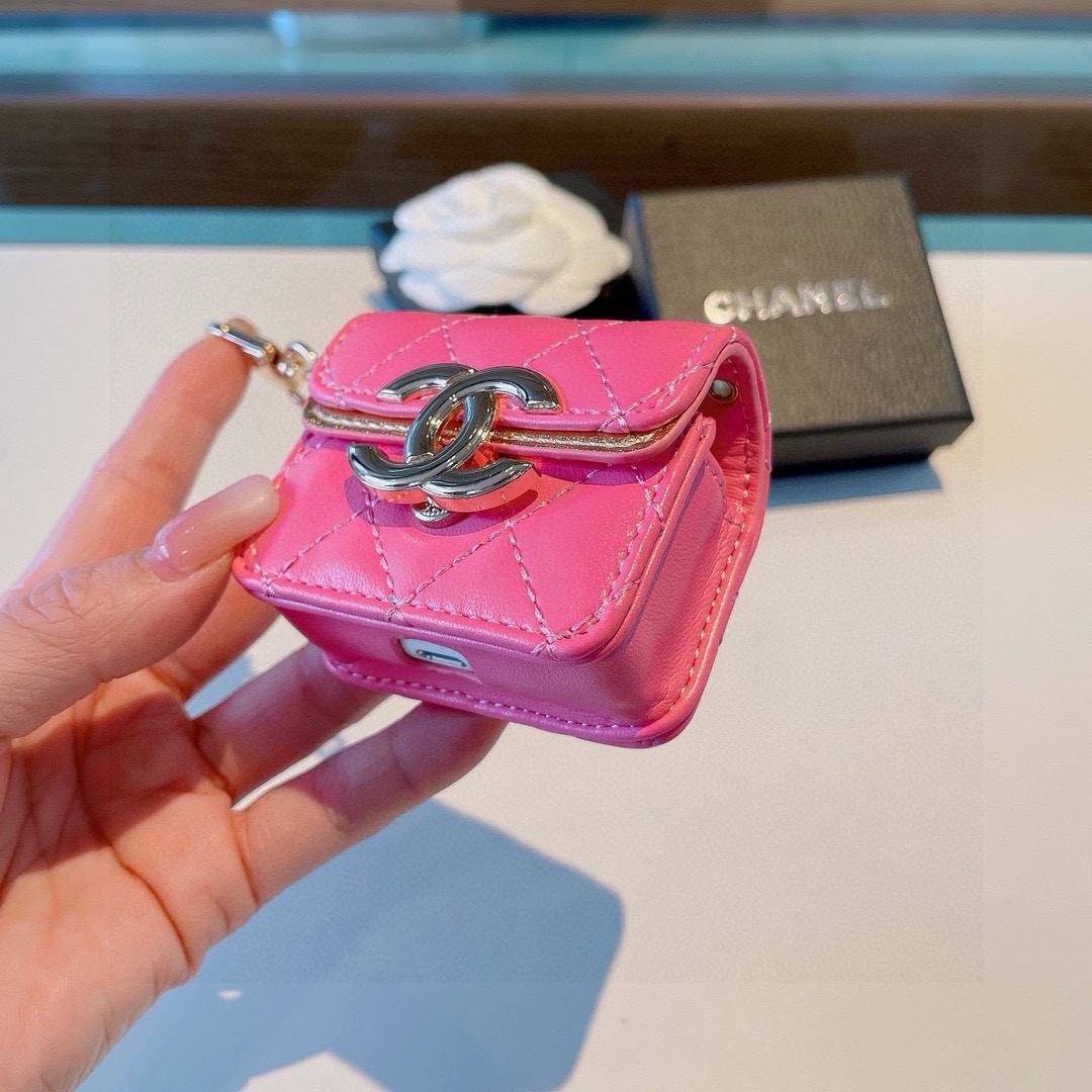 CHANEL シャネル ミニポーチ キーホルダー ファッション ピンク ブラック - 画像 4