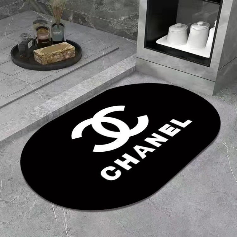 CHANEL　シャネル　おしゃれ楕円形ラグ　マット　浴室/キッチン/玄関　台所マット　滑り止め付き