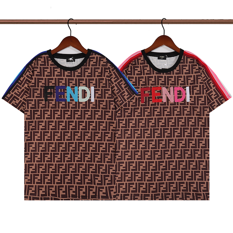 FENDI　フェンディ　Ｔ-Shirt　クルーネックシャツ　刺繍　シャツ　半袖シャツ　メンズ　レディース　2色