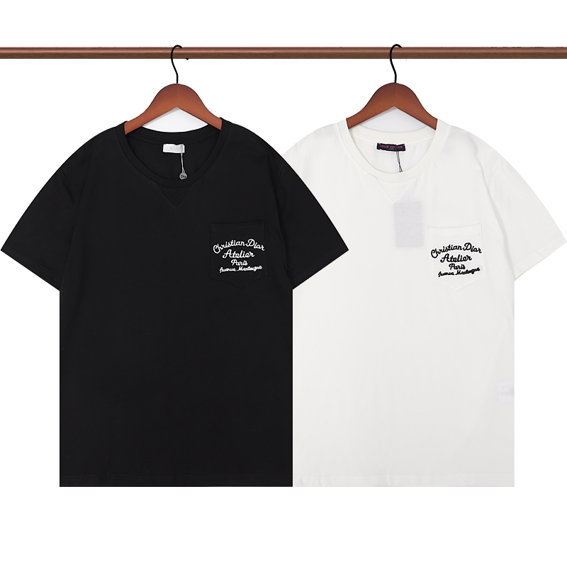 Dior　ディオール Ｔシャツ　夏シャツ　コットン100％　黒　白　半袖シャツ　プリントシャツ　シンプルシャツ