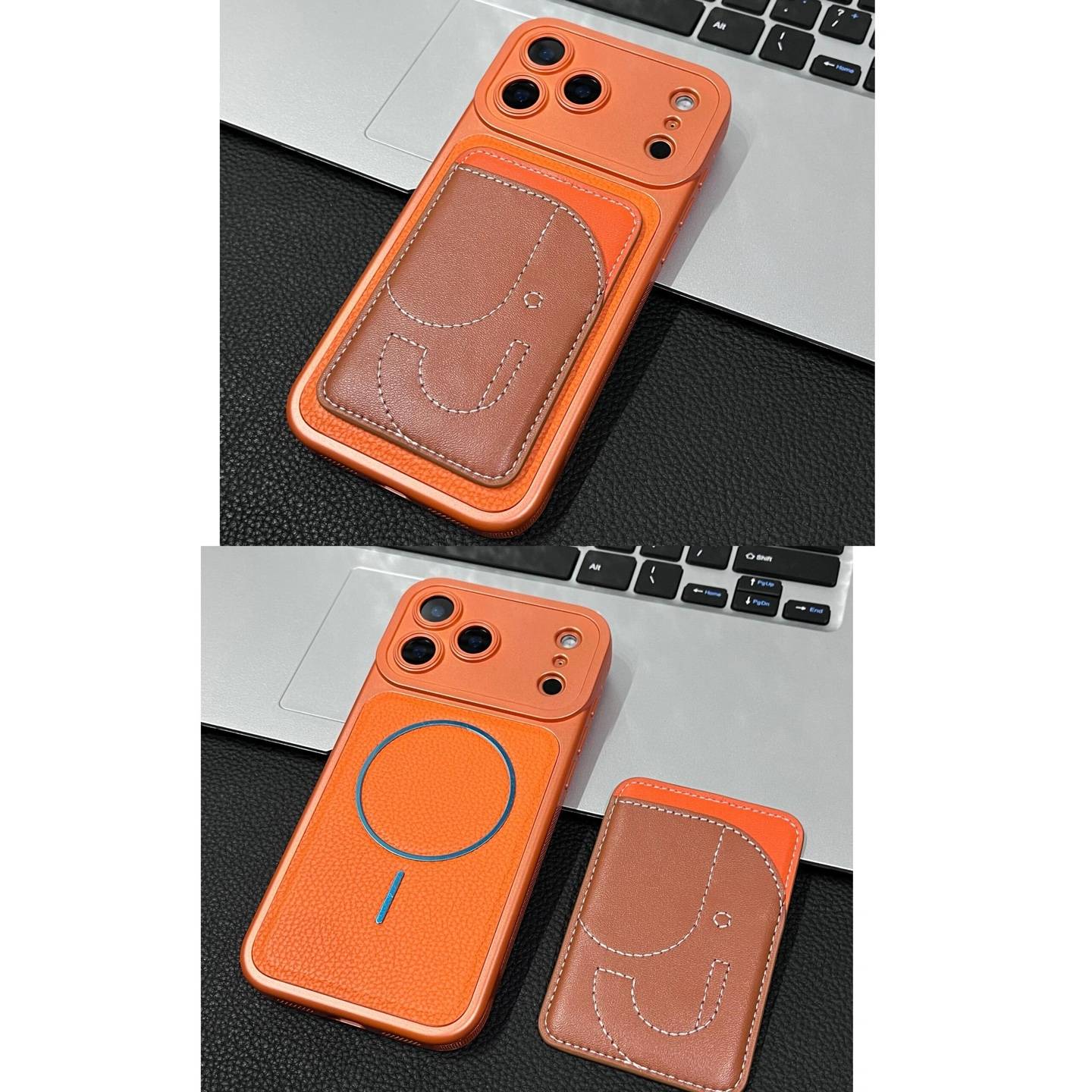 HERMES 愛馬仕 iPhone 18シリーズ対応 iPhoneケース スマホケース レディース ロゴ入り マグサフ対応 オレンジ - 画像 3