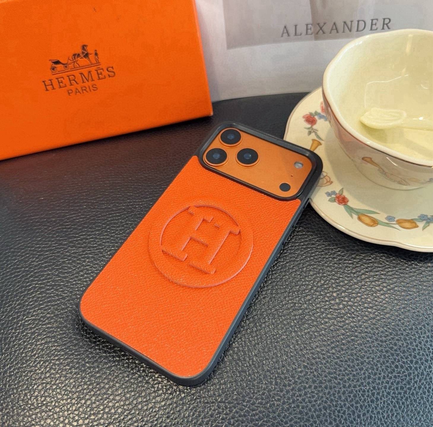 Hermes アルマーニ iPhone 18シリーズ対応 iPhoneケース スマホケース レディース ロゴ付き オレンジ - 画像 7