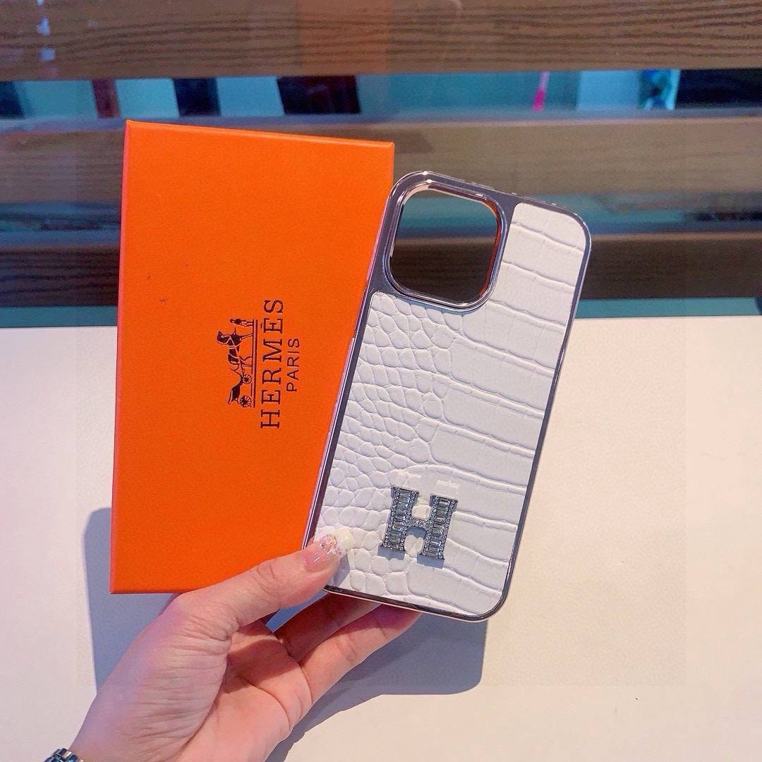 HERMES 愛馬仕 iPhone 18シリーズ対応 iPhoneケース スマホケース 全機種対応 レディース ロゴ クロコダイル柄 ホワイト - 画像 3