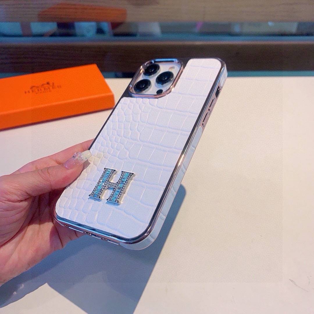 HERMES 愛馬仕 iPhone 18シリーズ対応 iPhoneケース スマホケース 全機種対応 レディース ロゴ クロコダイル柄 ホワイト - 画像 4