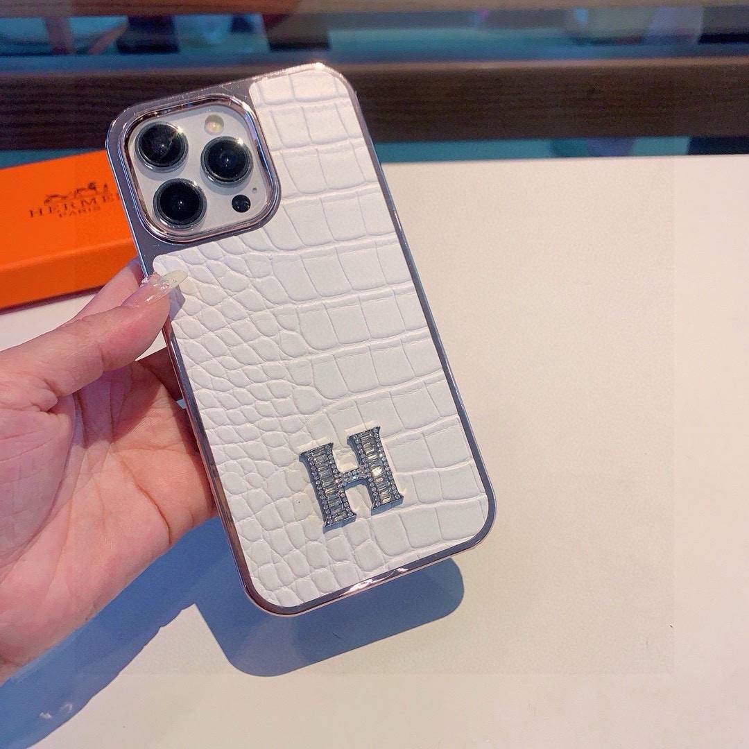 HERMES 愛馬仕 iPhone 18シリーズ対応 iPhoneケース スマホケース 全機種対応 レディース ロゴ クロコダイル柄 ホワイト - 画像 6