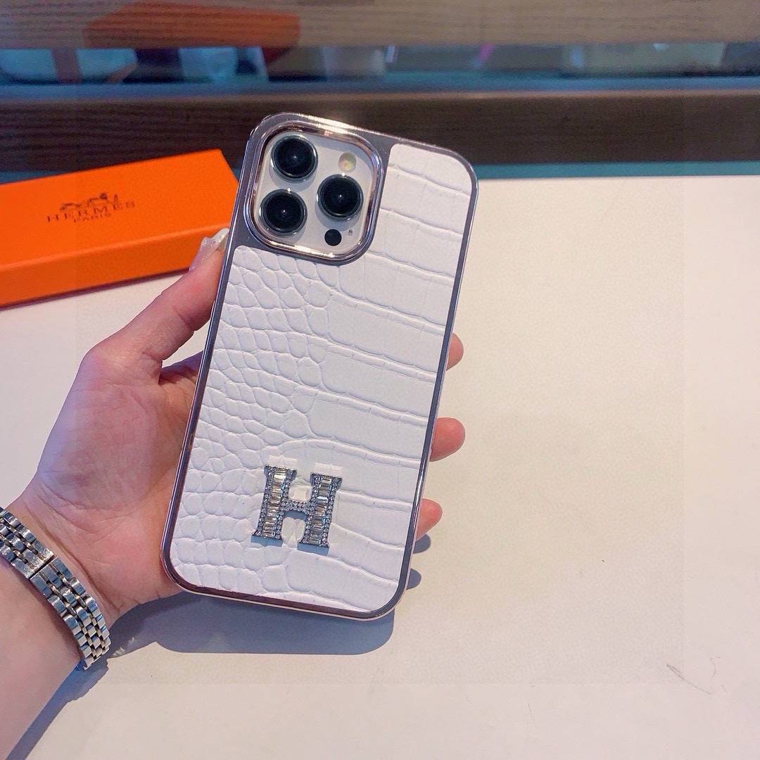 HERMES 愛馬仕 iPhone 18シリーズ対応 iPhoneケース スマホケース 全機種対応 レディース ロゴ クロコダイル柄 ホワイト - 画像 7