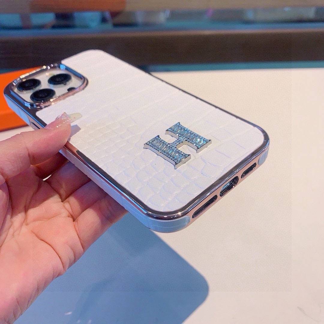 HERMES 愛馬仕 iPhone 18シリーズ対応 iPhoneケース スマホケース 全機種対応 レディース ロゴ クロコダイル柄 ホワイト - 画像 8