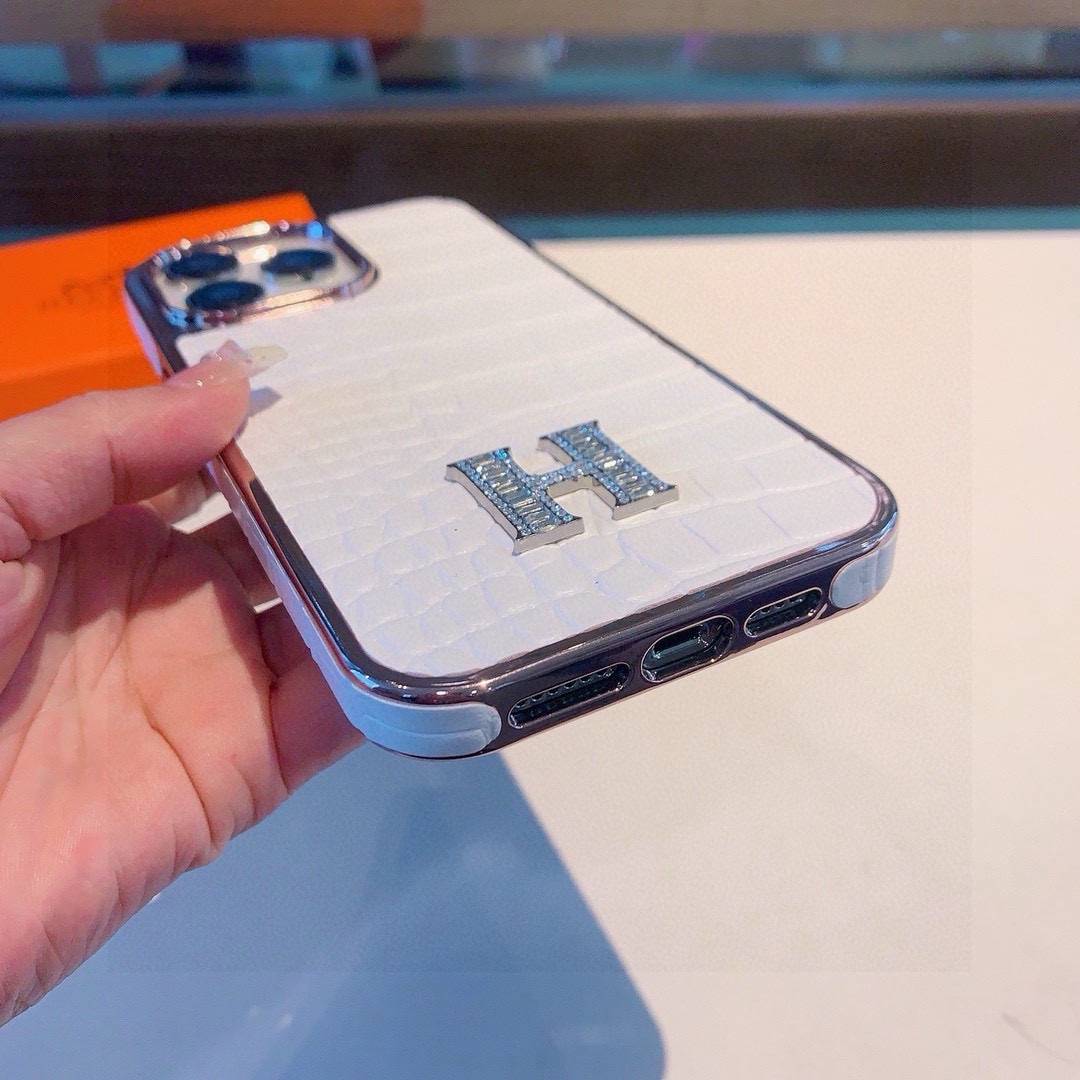 HERMES 愛馬仕 iPhone 18シリーズ対応 iPhoneケース スマホケース 全機種対応 レディース ロゴ クロコダイル柄 ホワイト - 画像 9