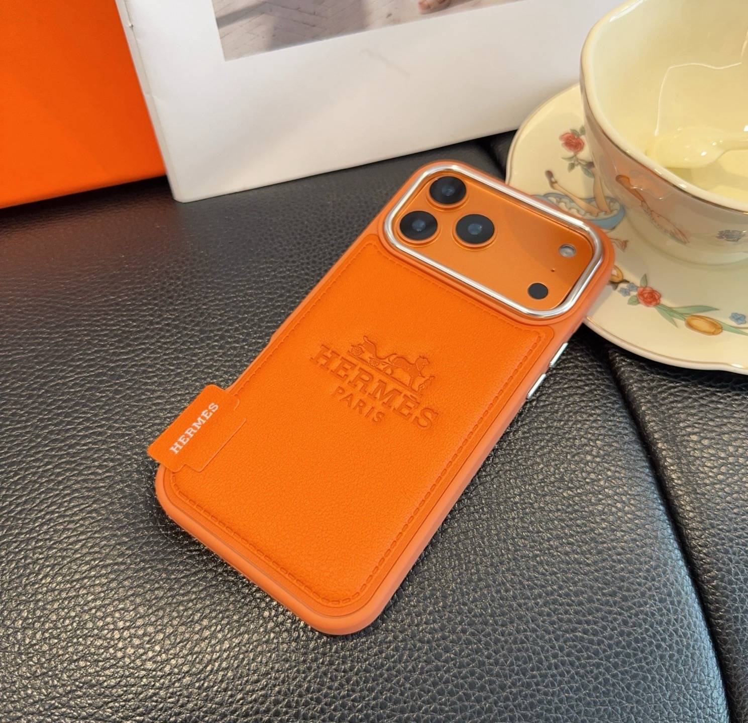 HERMES ラルフローレン iPhone 18シリーズ対応 iPhoneケース スマホケース レディース ロゴ入り オレンジ - 画像 4