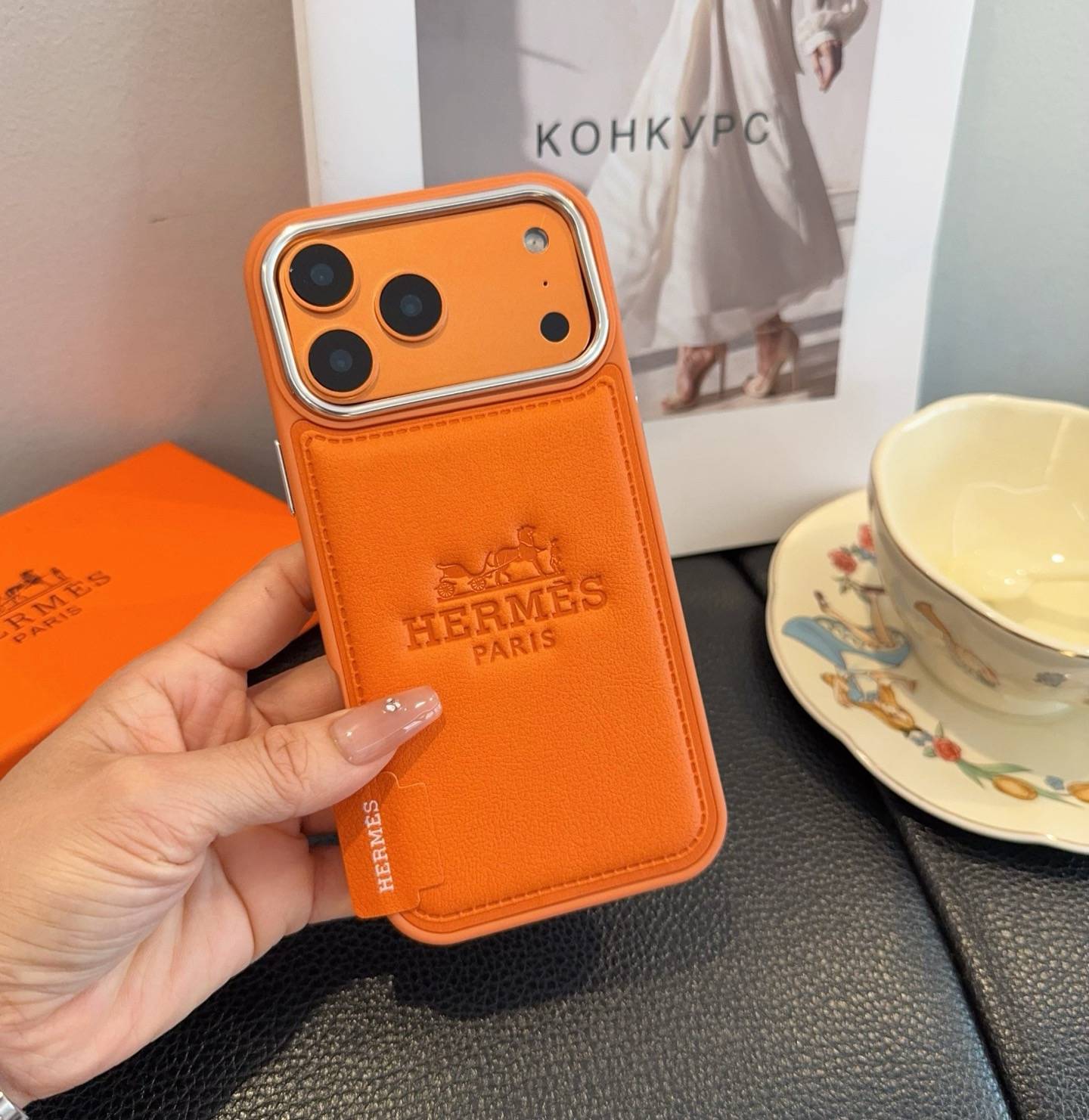 HERMES ラルフローレン iPhone 18シリーズ対応 iPhoneケース スマホケース レディース ロゴ入り オレンジ - 画像 7