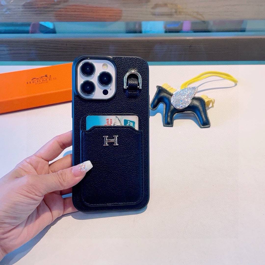 HERMES 愛馬仕 iPhone 18シリーズ対応 iPhoneケース スマホケース レディース ロゴ入り 手帳型 カード収納 黒 ブラック - 画像 7