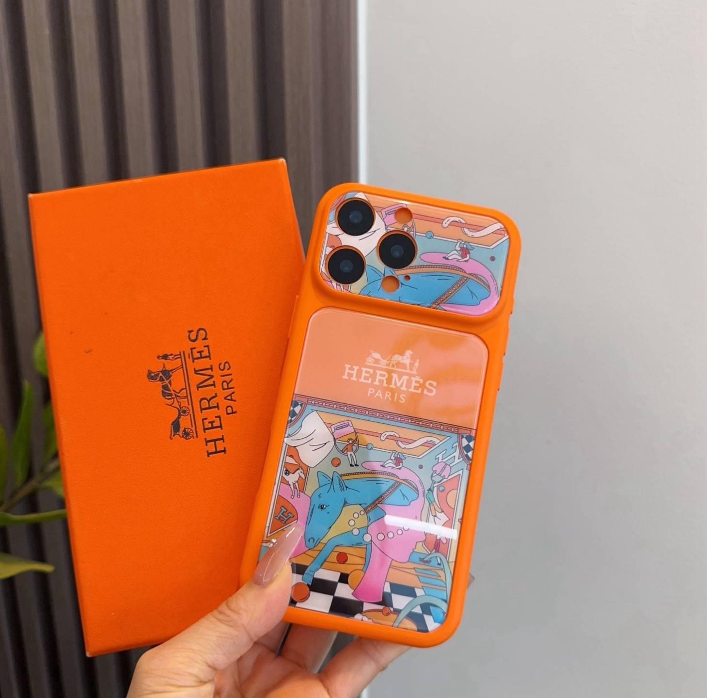 HERMES ランダム オレンジ iPhone 18シリーズ対応 iPhoneケース スマホケース レディース ロゴ入り カード収納付き - 画像 4