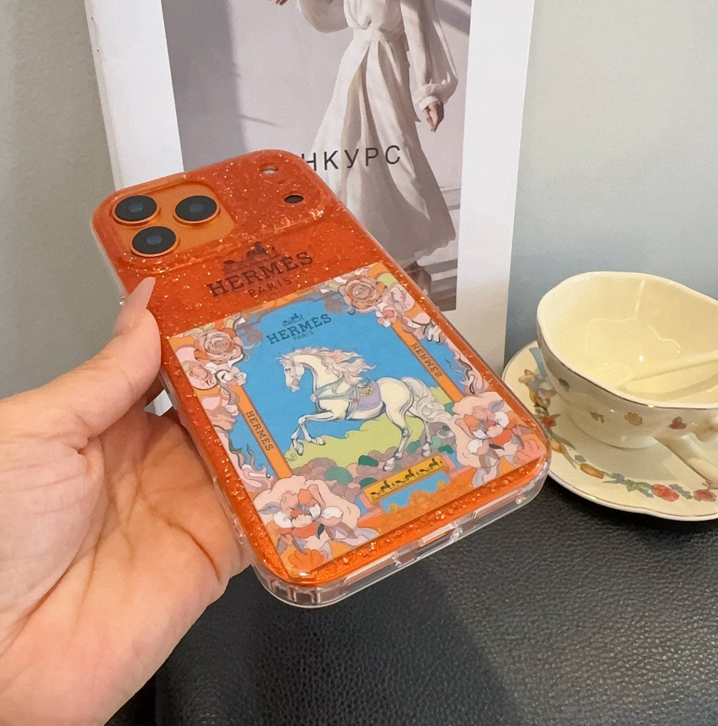 HERMES 愛馬仕 iPhone 18シリーズ対応 iPhoneケース スマホケース レディース オレンジ ロゴ入り - 画像 8