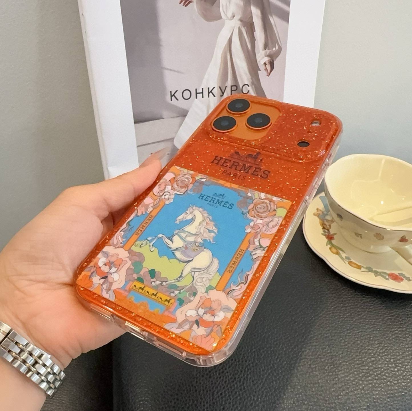 HERMES 愛馬仕 iPhone 18シリーズ対応 iPhoneケース スマホケース レディース オレンジ ロゴ入り - 画像 10