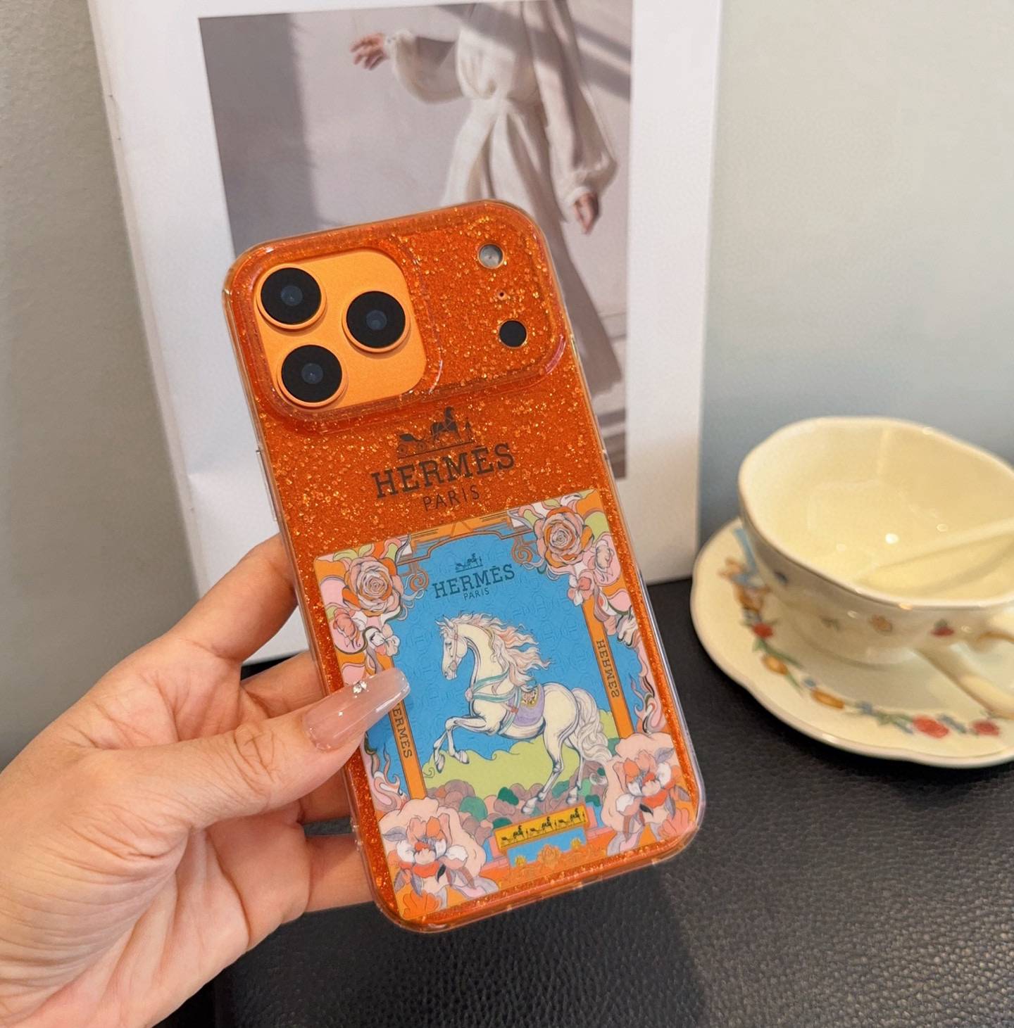 HERMES ランダム ロゴ iPhone 18シリーズ対応 iPhoneケース スマホケース レディース オレンジ - 画像 5