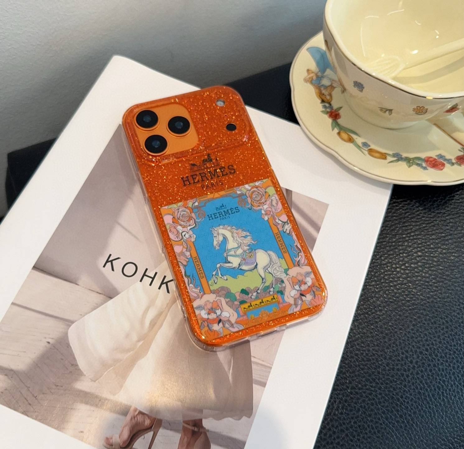 HERMES ランダム ロゴ iPhone 18シリーズ対応 iPhoneケース スマホケース レディース オレンジ - 画像 8