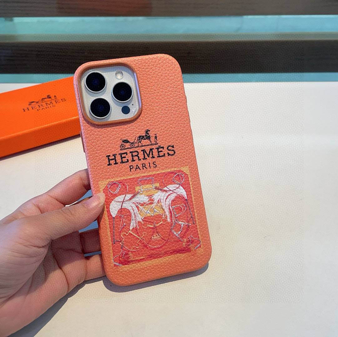 HERMES 愛馬仕 iPhone 18シリーズ対応 iPhoneケース スマホケース ロゴ入り レディース オレンジ - 画像 6