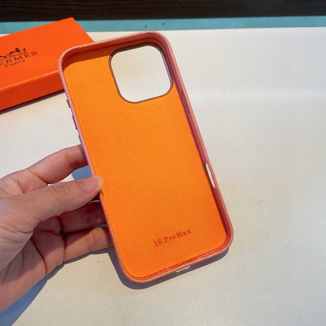 HERMES 愛馬仕 iPhone 18シリーズ対応 iPhoneケース スマホケース ロゴ入り レディース オレンジ - 画像 8
