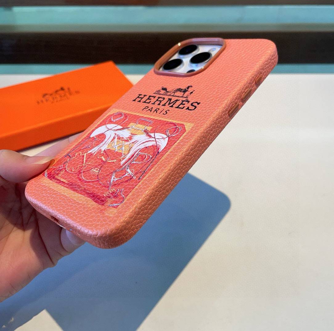 HERMES 愛馬仕 iPhone 18シリーズ対応 iPhoneケース スマホケース ロゴ入り レディース オレンジ - 画像 9