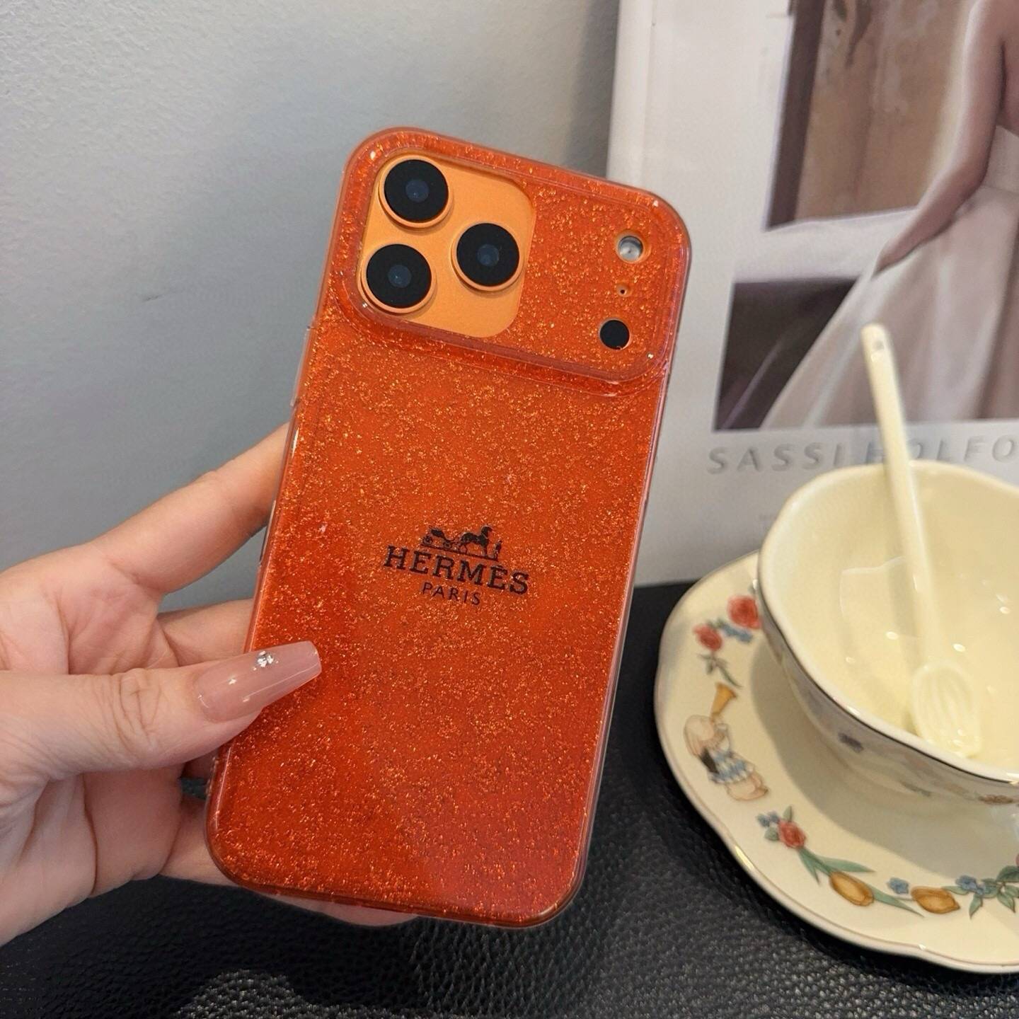 HERMES ルイ ヴィトン iPhone 18シリーズ対応 iPhoneケース スマホケース レディース ロゴ オレンジ - 画像 7