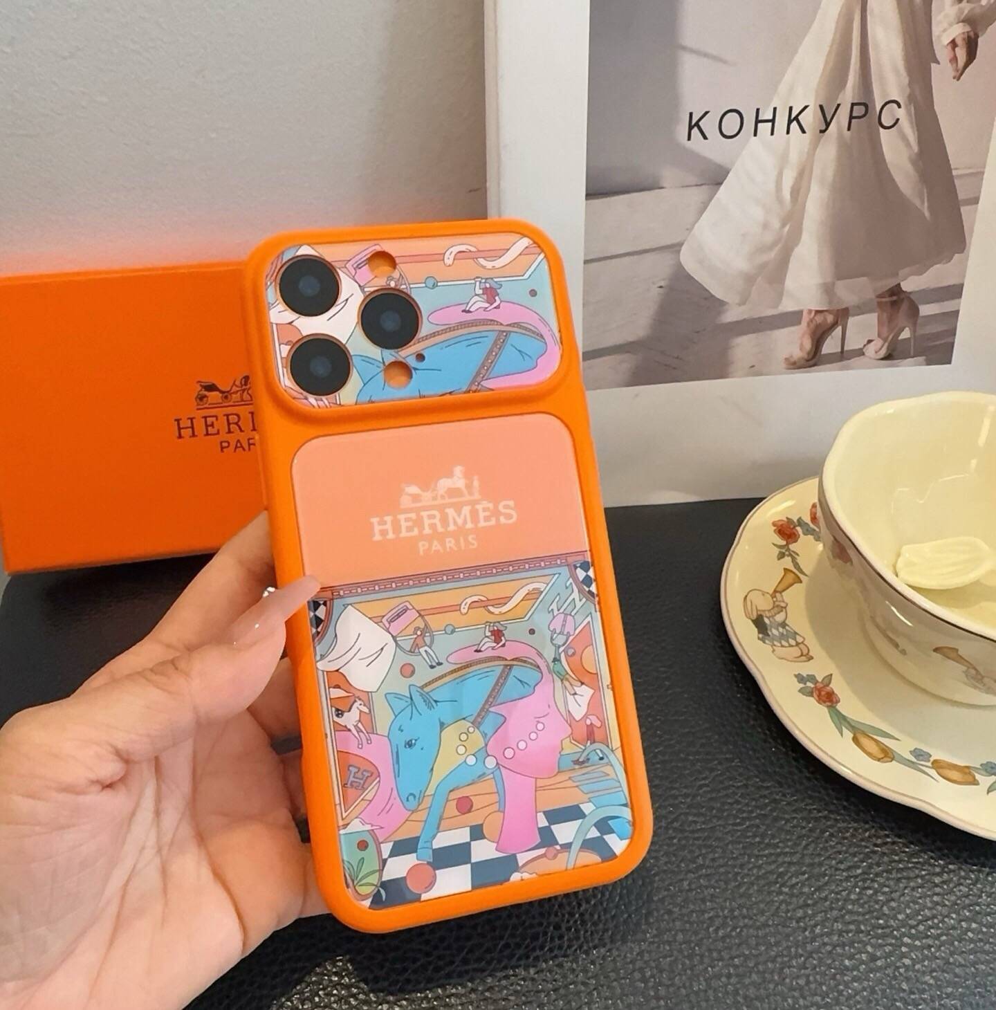 HERMS ルイヴィトン iPhone 18シリーズ対応 iPhoneケース スマホケース レディース ロゴ入り オレンジ - 画像 5