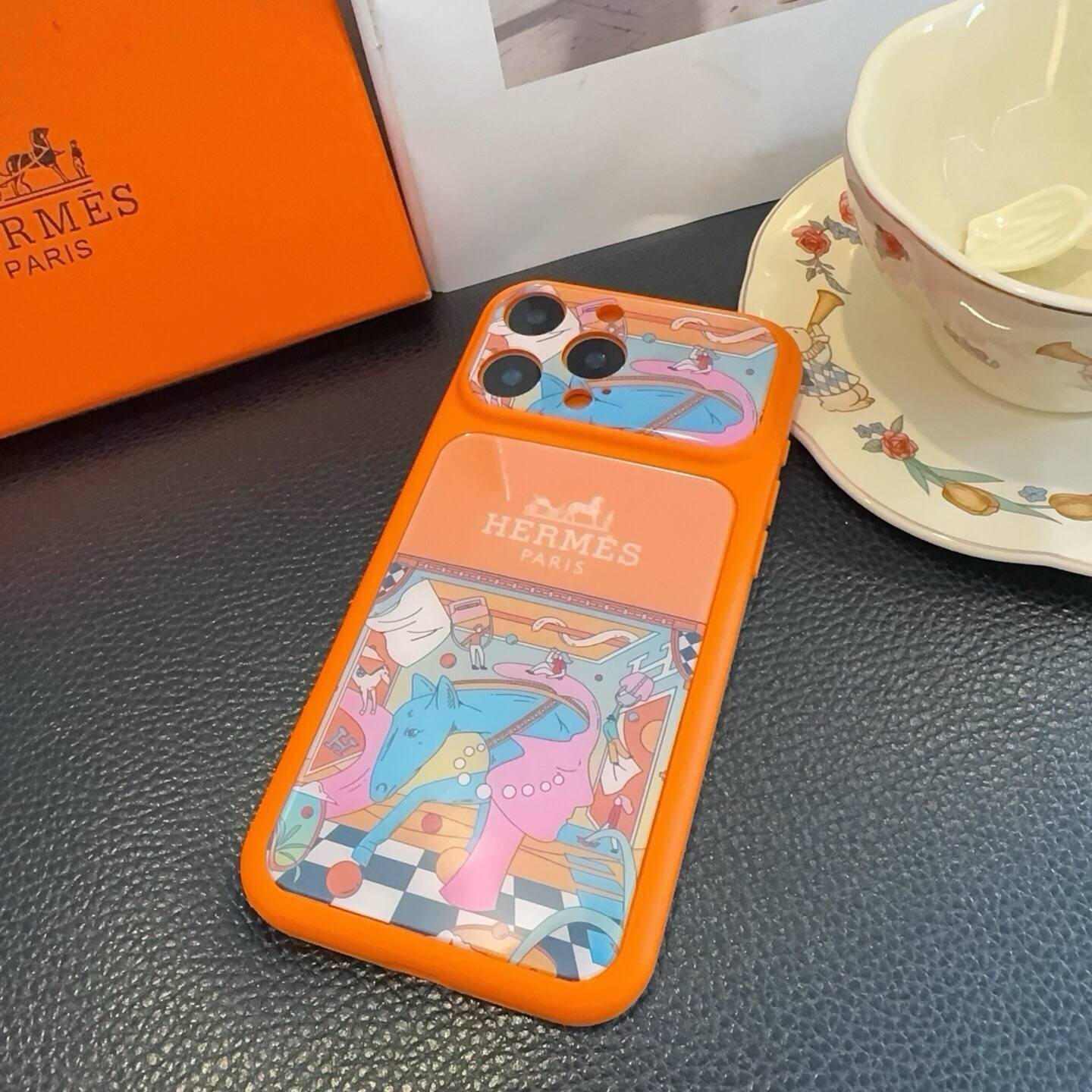 HERMS ルイヴィトン iPhone 18シリーズ対応 iPhoneケース スマホケース レディース ロゴ入り オレンジ - 画像 6
