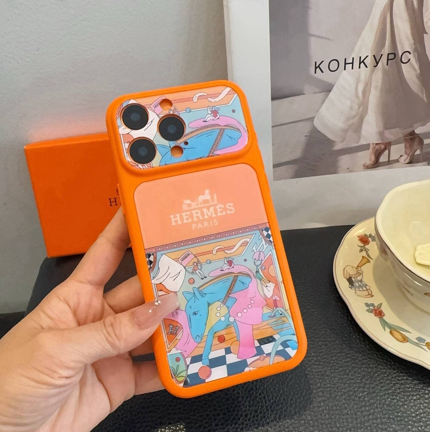 HERMS ルイヴィトン iPhone 18シリーズ対応 iPhoneケース スマホケース レディース ロゴ入り オレンジ - 画像 7