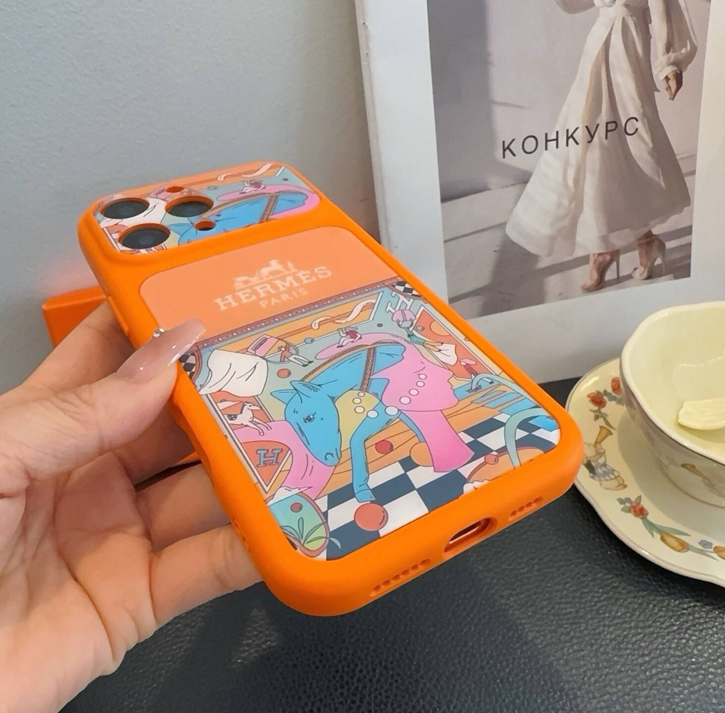 HERMS ルイヴィトン iPhone 18シリーズ対応 iPhoneケース スマホケース レディース ロゴ入り オレンジ - 画像 8