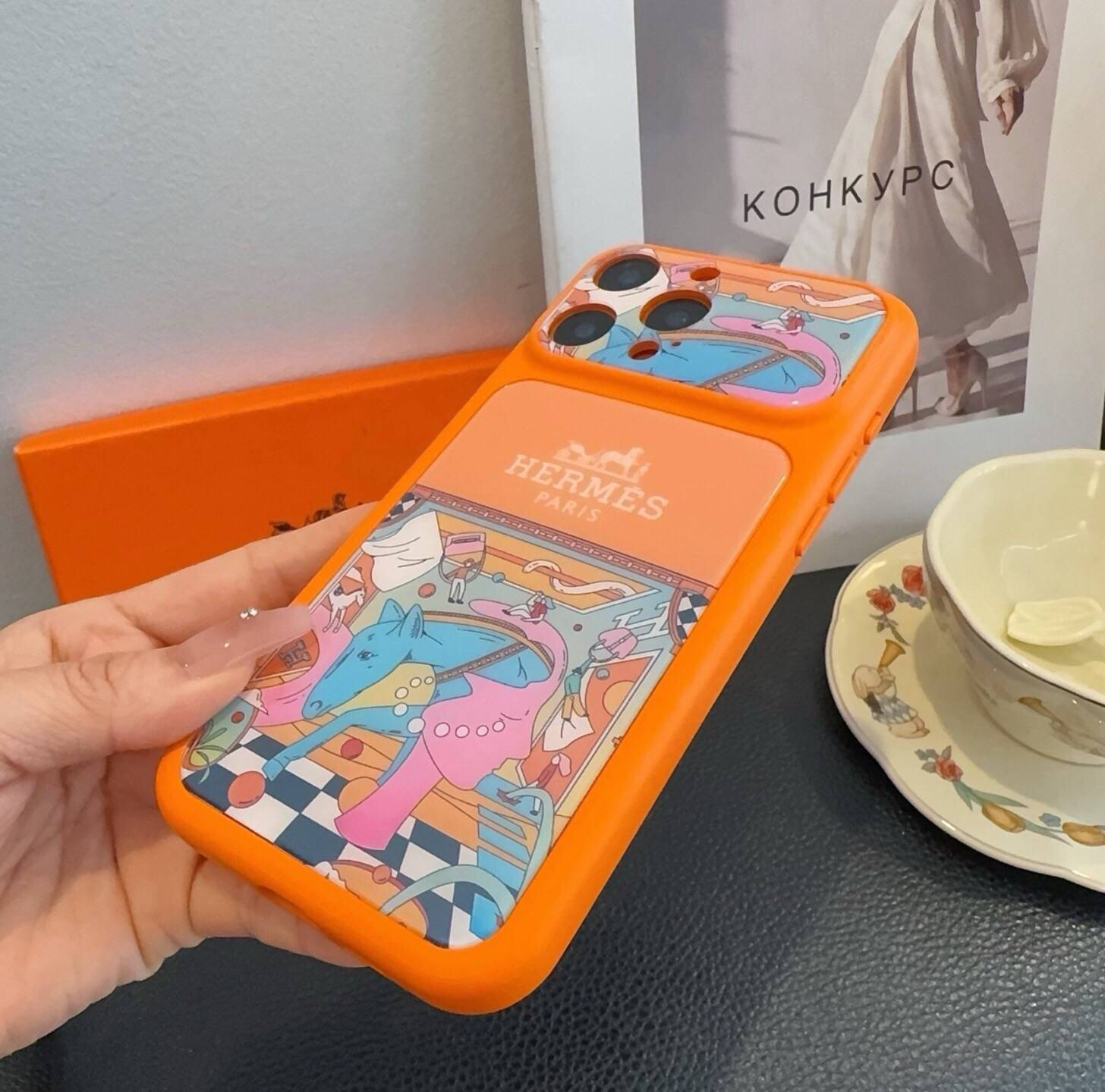 HERMS ルイヴィトン iPhone 18シリーズ対応 iPhoneケース スマホケース レディース ロゴ入り オレンジ - 画像 9