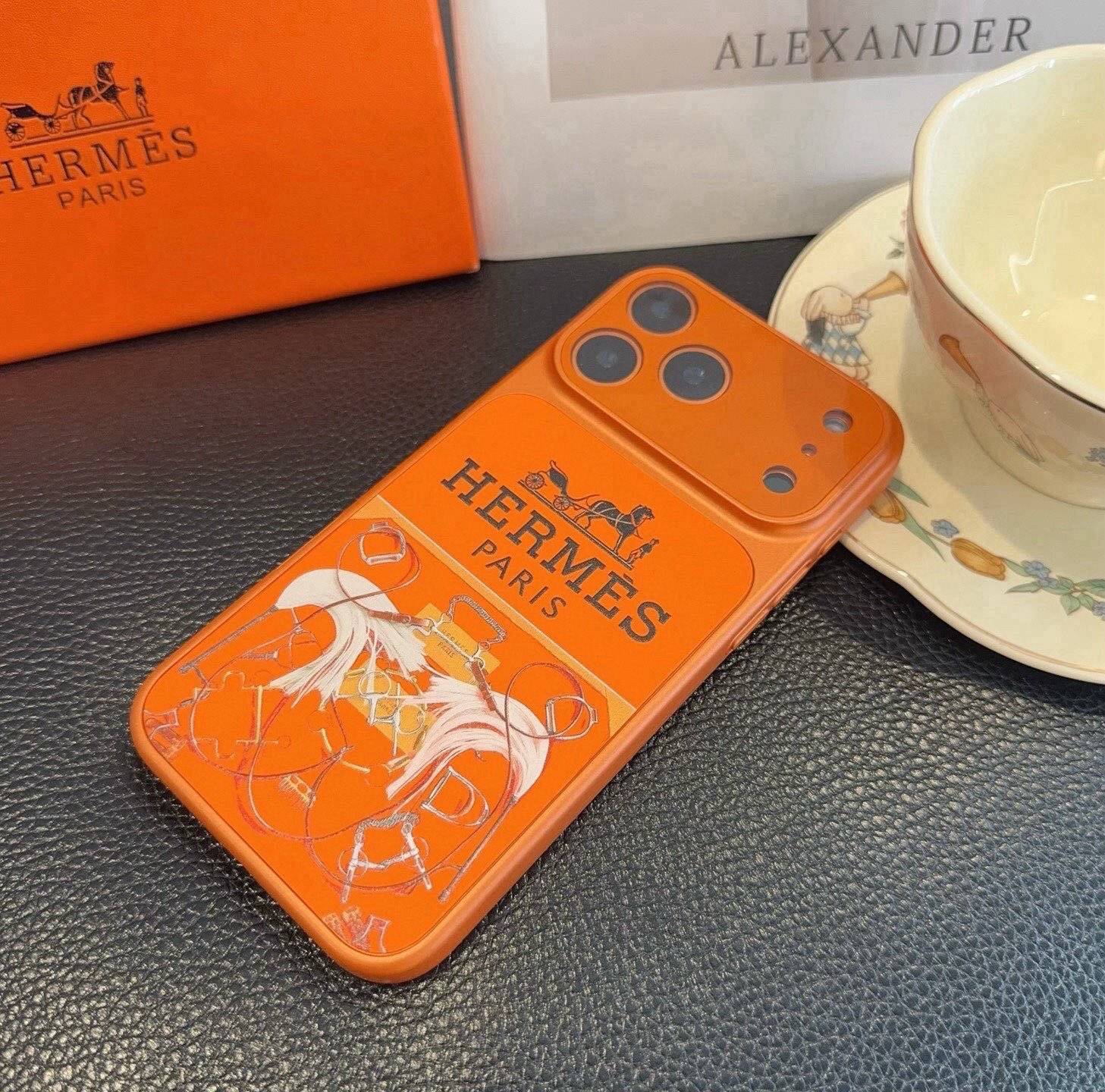 HERMES ヘルメス iPhone 18シリーズ対応 iPhoneケース スマホケース 全機種対応 レディース ロゴ デザイン オレンジ - 画像 5