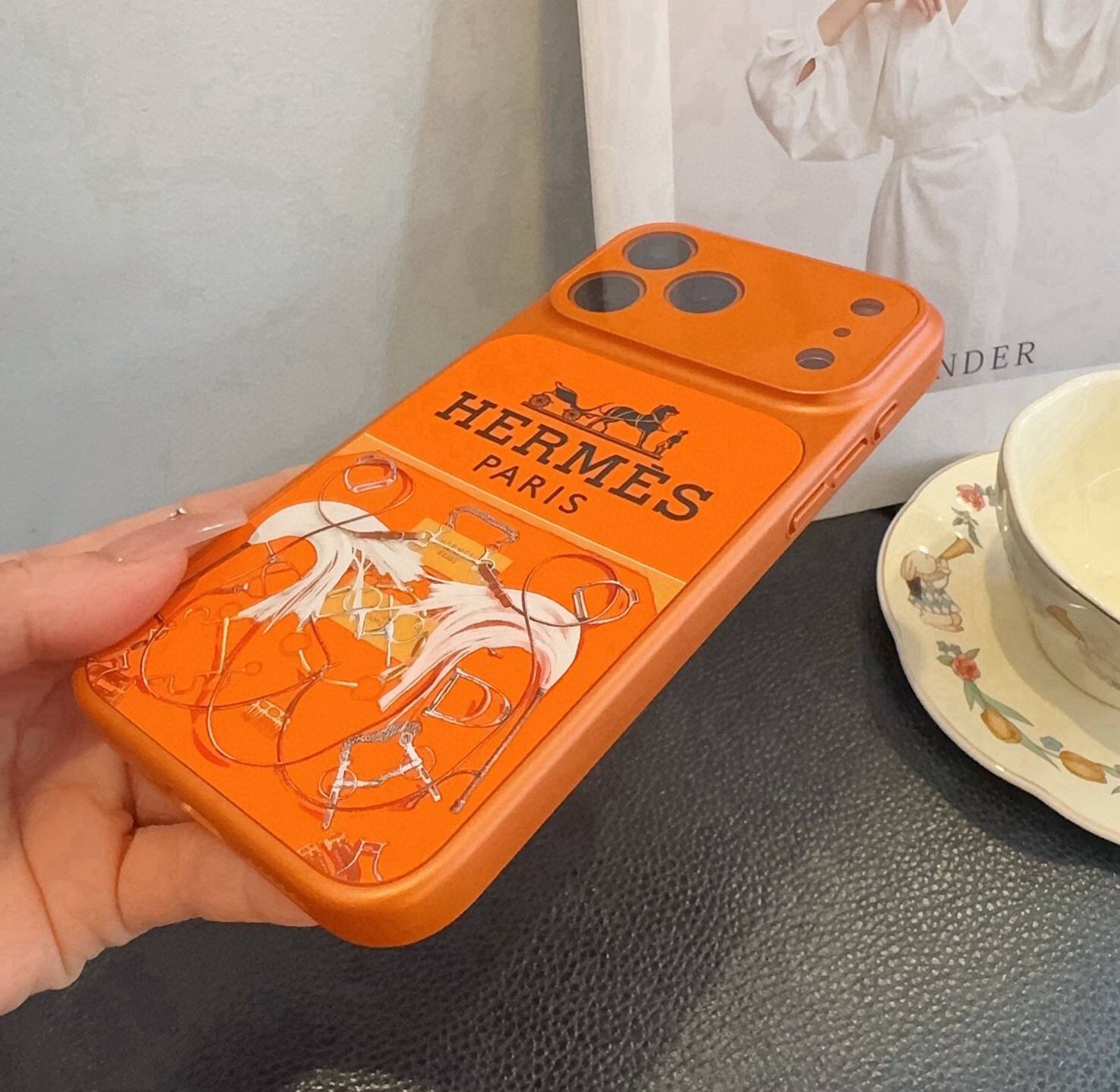 HERMES ヘルメス iPhone 18シリーズ対応 iPhoneケース スマホケース 全機種対応 レディース ロゴ デザイン オレンジ - 画像 7