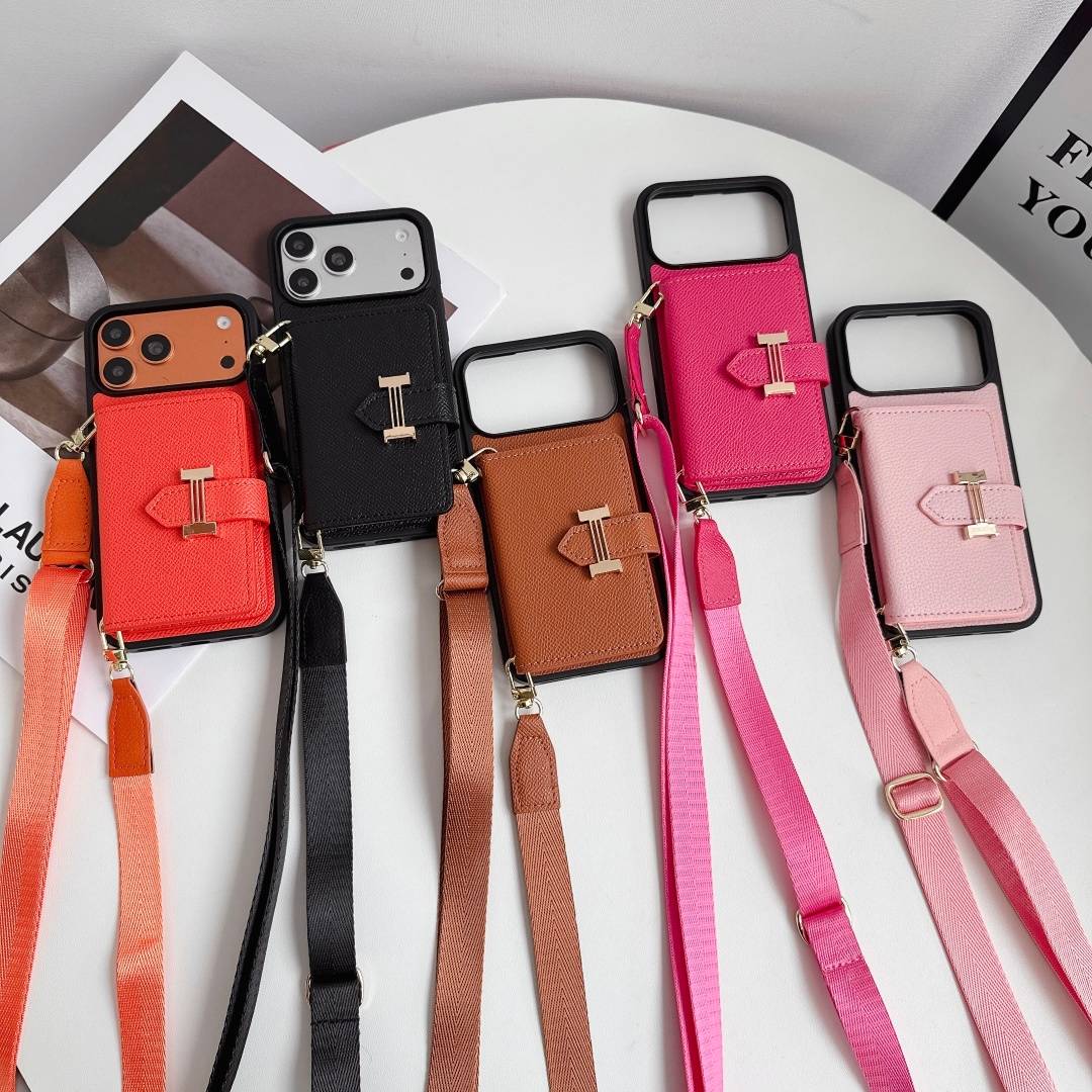 HERMES 愛馬仕 iPhone 18シリーズ対応 iPhoneケース スマホケース レディース ロゴ ハンドバッグ風 カード収納付き ショルダー付き ブラッ