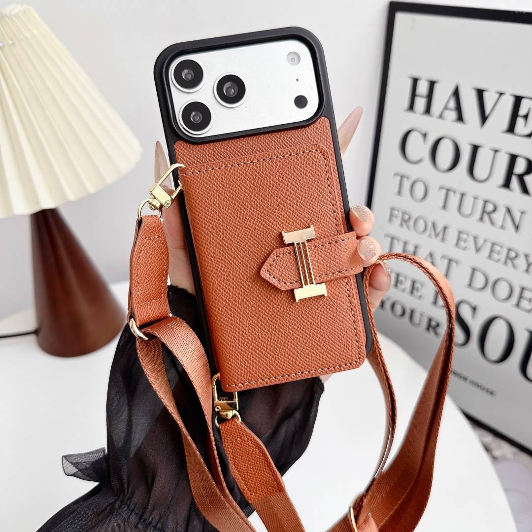 HERMES 愛馬仕 iPhone 18シリーズ対応 iPhoneケース スマホケース レディース ロゴ ハンドバッグ風 カード収納付き ショルダー付き ブラッ - 画像 3