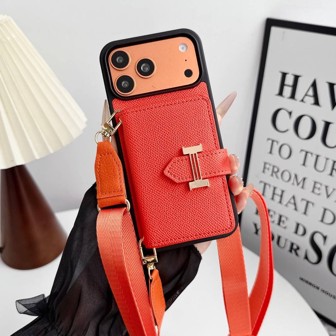 HERMES 愛馬仕 iPhone 18シリーズ対応 iPhoneケース スマホケース レディース ロゴ ハンドバッグ風 カード収納付き ショルダー付き ブラッ - 画像 6