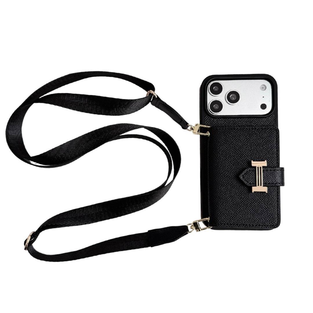 HERMES 愛馬仕 iPhone 18シリーズ対応 iPhoneケース スマホケース レディース ロゴ ハンドバッグ風 カード収納付き ショルダー付き ブラッ - 画像 9