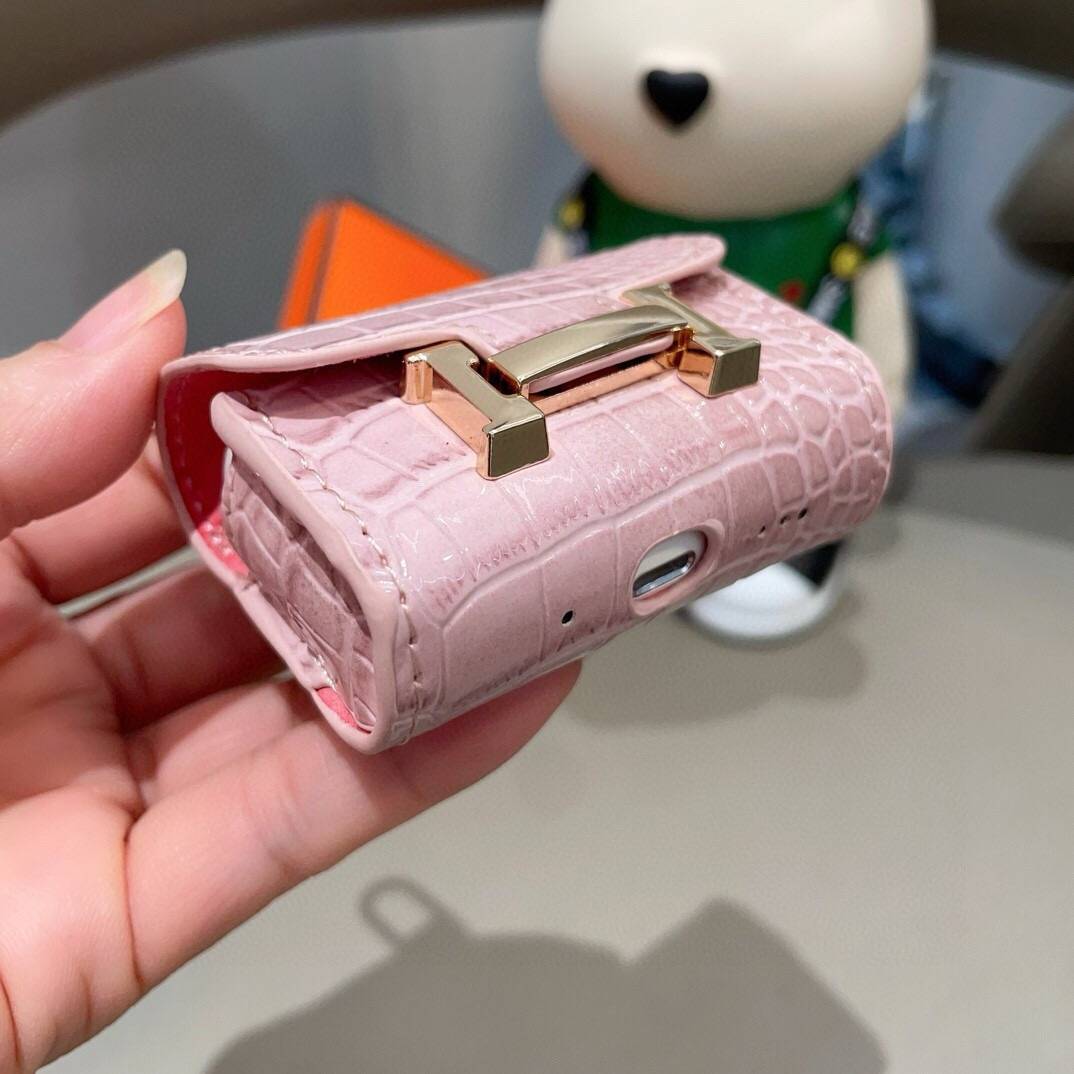 HERMES 愛馬仕 iPhone 18シリーズ対応 iPhoneケース スマホケース レディース 鳄魚皮紋 ロゴ付き ショルダー付き ミニバッグ ピンク - 画像 4