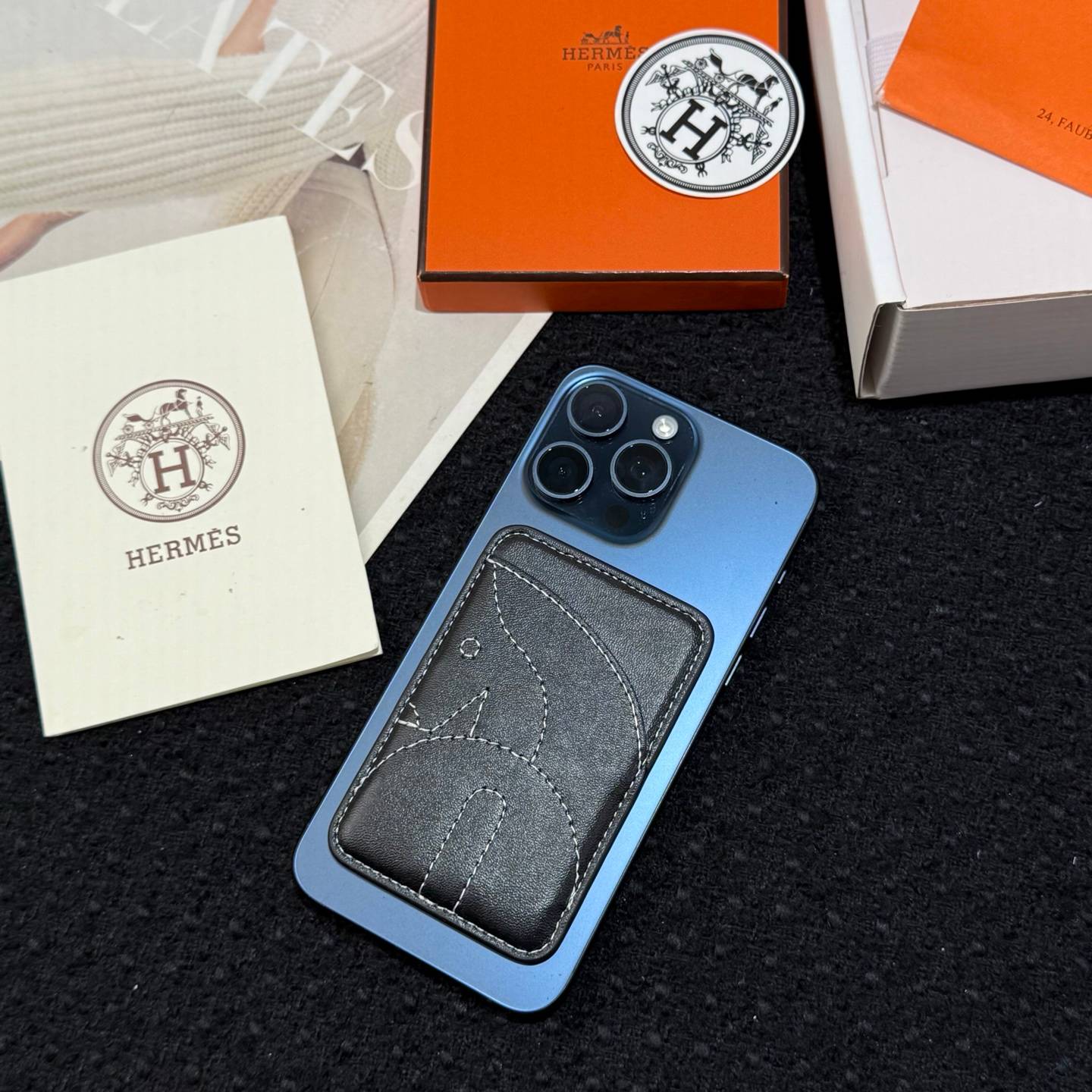 HERMES 愛馬仕 iPhone 18シリーズ対応 iPhoneケース スマホケース レディース マグサフ カード収納 ブラック - 画像 4