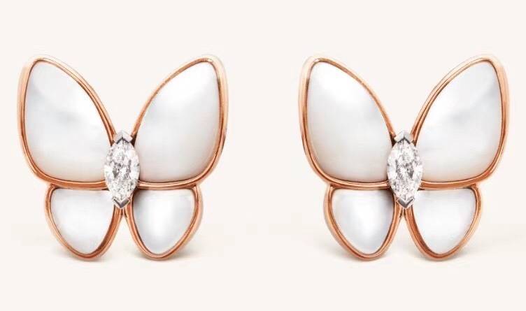 Van Cleef Arpels ヴァン クリーフアーペル レディース ピアス フリヴォル マザーオブパール イエローゴールド モチーフピアス 上品なアクセサリ