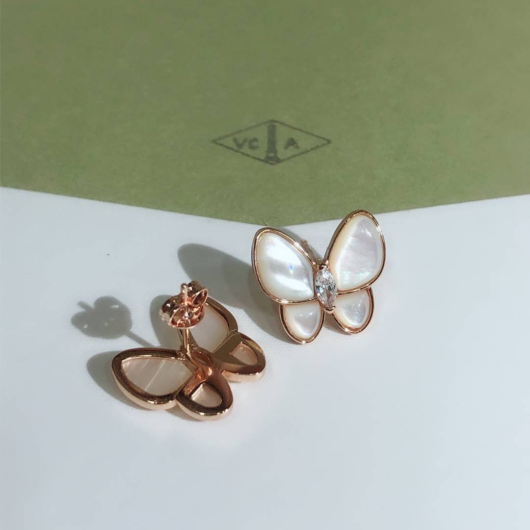 Van Cleef Arpels ヴァン クリーフアーペル レディース ピアス フリヴォル マザーオブパール イエローゴールド モチーフピアス 上品なアクセサリ - 画像 3
