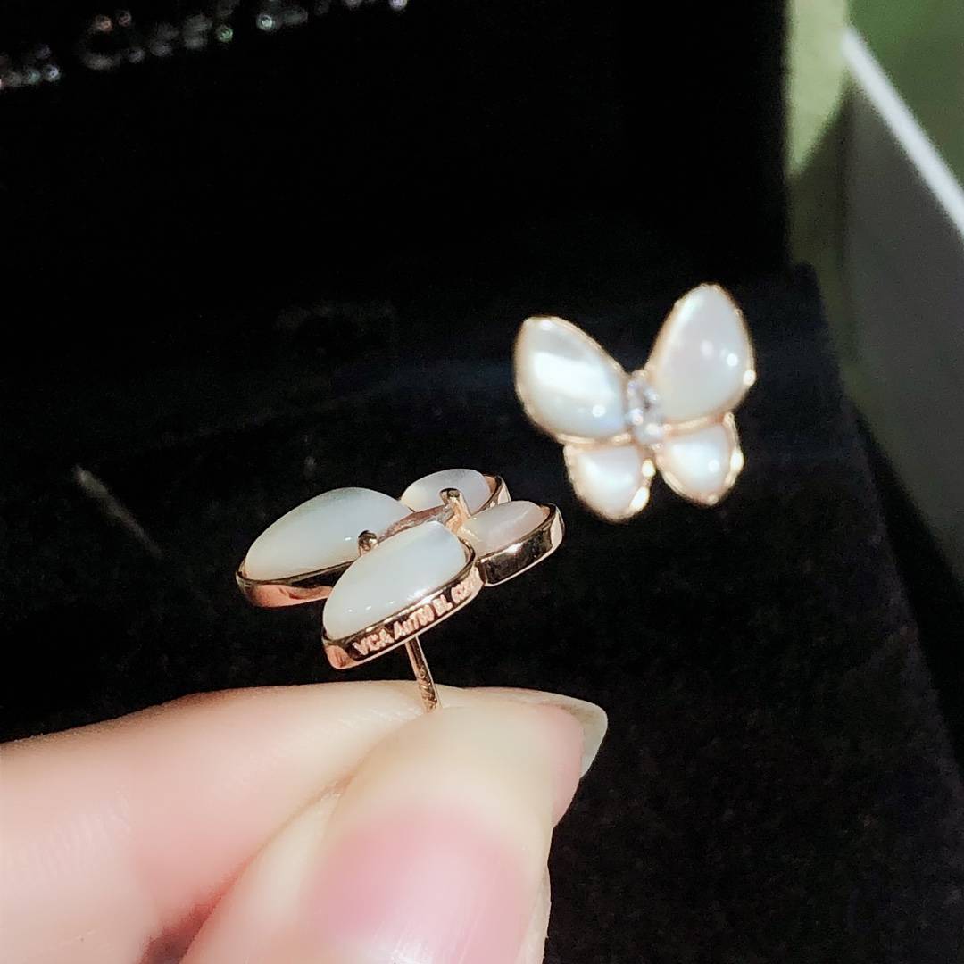 Van Cleef Arpels ヴァン クリーフアーペル レディース ピアス フリヴォル マザーオブパール イエローゴールド モチーフピアス 上品なアクセサリ - 画像 8
