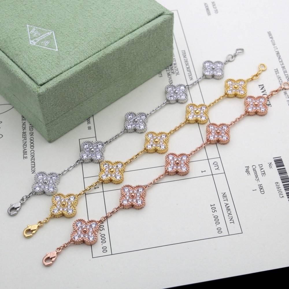 Van Cleef Arpels ヴァン クリーフアーペル レディース ブレスレット ヴィンテージ アルハンブラ ダイヤモンド ブランドブレスレット ゴールド - 画像 6