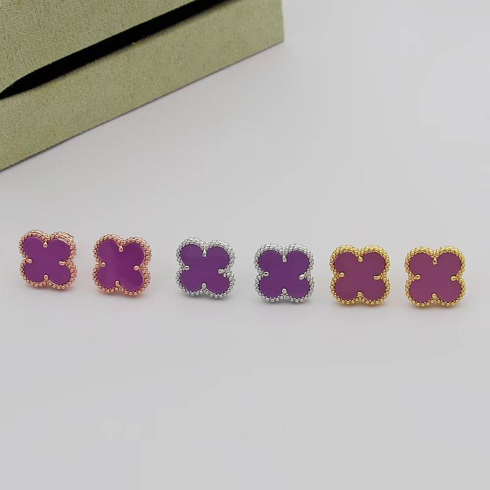 Van Cleef Arpels ヴァン クリーフアーペル レディース ピアス 四つ葉モチーフ ブランドピアス ギフト プレゼント パープル - 画像 4