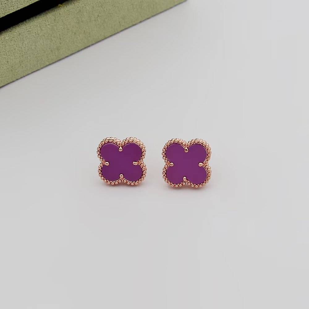 Van Cleef Arpels ヴァン クリーフアーペル レディース ピアス 四つ葉モチーフ ブランドピアス ギフト プレゼント パープル - 画像 5